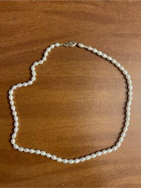 Genuine Pearl Necklace with solid 14k gold clasp